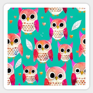 Watercolor owl pattern Sticker